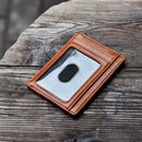 Slim Minimalist Leather Wallet with ID Window & RFID Blocking - Holds 12 Cards & Cash(Red)