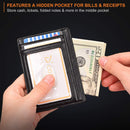Slim Minimalist Leather Wallet with ID Window & RFID Blocking - Holds 12 Cards & Cash(Red)