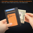 Slim Minimalist Leather Wallet with ID Window & RFID Blocking - Holds 12 Cards & Cash(Dark gray)