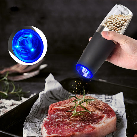Gravity Electric Salt & Pepper Grinder Set - Adjustable Coarseness, LED Light, Battery Operated(silver)