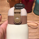 Good Luck" Mini Stainless Steel Thermos Flask - 350ml Leakproof Insulated Bottle with Pop-Up Lid & Strap(pink)"