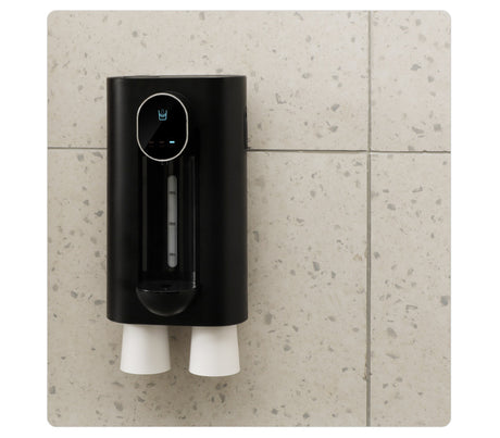 Smart Automatic Mouthwash Dispenser - Wall-Mounted, 3 Adjustable Levels, LED Display & Magnetic Cups(Black)