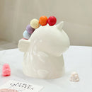 Adorable Unicorn Ceramic Fruit Fork Holder Set - Includes Stainless Steel Forks with Ball Tops(white)
