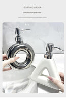 Modern Ceramic Soap & Lotion Dispenser - Unique Geometric Designs, 300ml Capacity(Donut lotion bottle milky white)