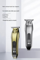 Professional Electric Hair Clipper & Beard Trimmer - USB Rechargeable, LED Display(Gray)