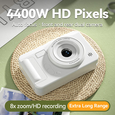 Student HD Digital Camera - 44MP, 8x Zoom, Autofocus, Dual Lens, Type-C Charging (Silver)