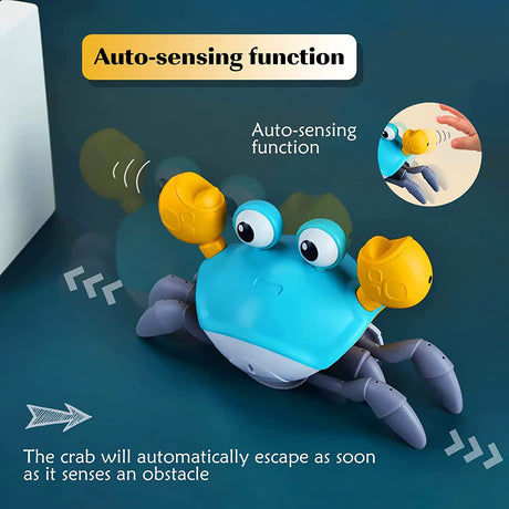 Interactive Crawling Crab Baby Toy with Music, Lights & Obstacle Avoidance(Pink)