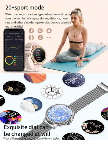 Elegant Women's Smartwatch,HD Touchscreen, Bluetooth Calls, Health Monitoring(Silver Thin Steel Strip)