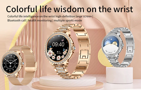 Elegant Women's Smartwatch,HD Touchscreen, Bluetooth Calls, Health Monitoring(Black Thin Steel Strip)