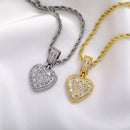 Iced Out Heart Pendant Necklace - 5A+ CZ Stones, 14K Gold Plated with Rope Chain(gold)