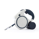 Blue and White 3M Retractable Dog Leash - Built-in LED Light (No Batteries) and Bag Holder