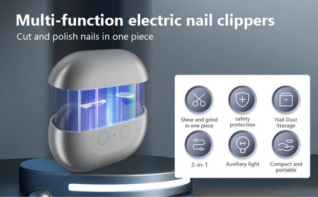 Pink Multi-Function Electric Nail File - Built-in Storage Space, LED Light, Quiet Operation