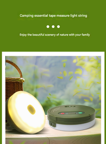 Rechargeable LED Camping Light with 10m Retractable String Light (Color lights + warm lights)