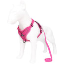 Rose Red Reflective Mesh Dog Harness and Leash Set - Adjustable No-Pull Vest - M