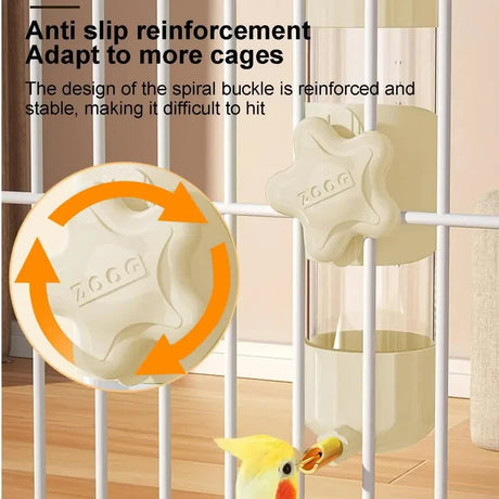 Grey Automatic Bird Water Feeder Bottle (200ml) - Leakproof No-Drip Dispenser for Parrots