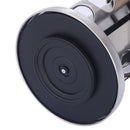 Modern stainless steel round rotating spice rack with 12 empty glass jars (88 ml each)