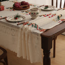 Embroidered Christmas Tablecloth - Embroidered Santa Claus, Reindeer (140*200cm)