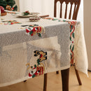 Embroidered Christmas Tablecloth - Embroidered Santa Claus, Reindeer (140*140cm)