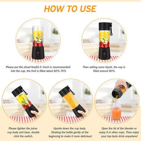 Rose Red Portable Blender USB Rechargeable - Personal Size Smoothie Maker On The Go