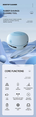 White Cordless Tabletop Crumb Sweeper - USB Rechargeable Mini Vacuum for Desk