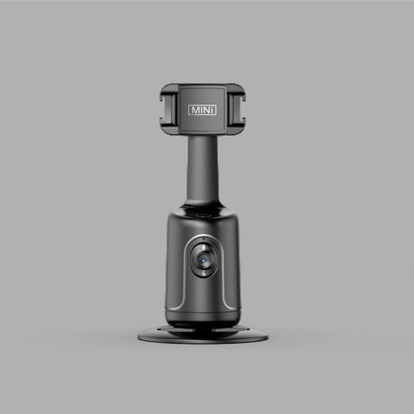 Black AI Smart Auto Tracking Phone Holder - 360° Rotation Face & Body Tracking Mount