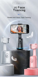 Black AI Smart Auto Tracking Phone Holder - 360° Rotation Face & Body Tracking Mount