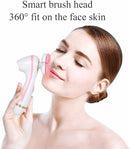 Blue 3-Head Electric Facial Cleansing Brush - Rechargeable Spin Scrubber Kit