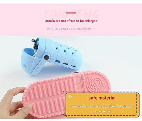 2 - pcs Green Cute Clog-Shaped Pen Holder for Desk Organization