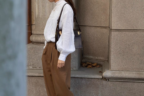 Brown Premium Leather Underarm Bag with Elegant Accordion Design