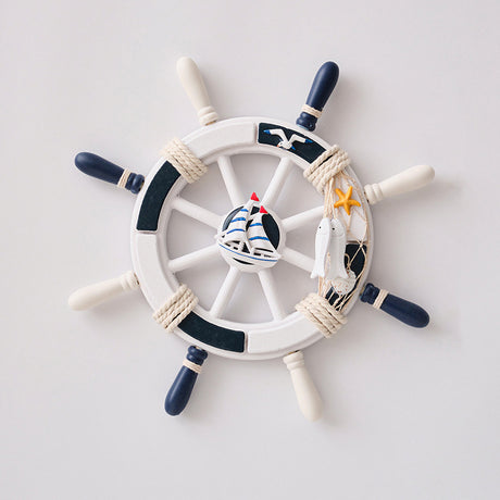 Nautical Wooden Rudder Wall Decor - 34cm Coastal Home Decor Accent (Sailboat Rudder)