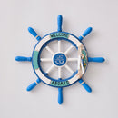 Nautical Wooden Rudder Wall Decor - 34cm Coastal Home Decor Accent (Light blue pull net rudder)