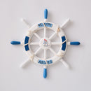 Nautical Wooden Rudder Wall Decor - 34cm Coastal Home Decor Accent (Blue and white rudder)