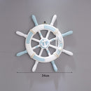 Nautical Wooden Rudder Wall Decor - 34cm Coastal Home Decor Accent (Anchor net rudder)