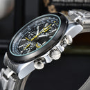 Black Dial Elegant Men's Quartz Chronograph Watch with 42mm Case and Perpetual Calendar