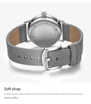 Silver Elegant Men's Watch with Leather Band - Small Seconds, Onion Crown Detail