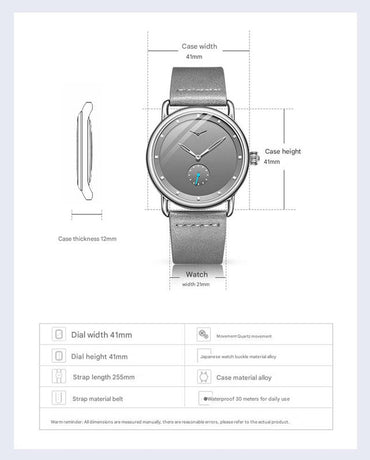 Silver Elegant Men's Watch with Leather Band - Small Seconds, Onion Crown Detail