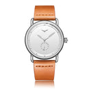 Brown Elegant Men's Watch with Leather Band - Small Seconds, Onion Crown Detail