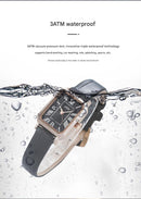 Rose gold shell lotus root plate coffee belt Ladies Quartz Watch - Classic Rectangular, Leather Band