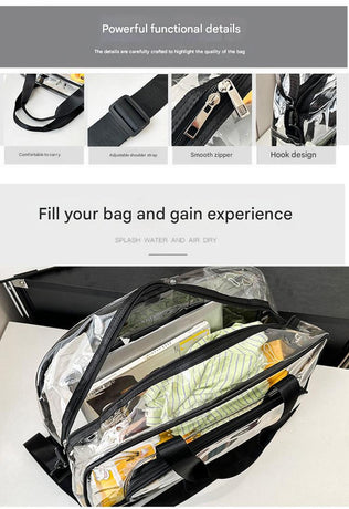 Silver transparent Multi-Purpose Clear PVC Bag - Travel, Fitness, Storage Tote (42x26x15cm)