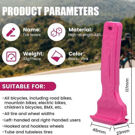 Pink+Black Easy-to-use bicycle tire levers - quick tire removal and installation tool