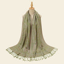 Green Elegant Retro Paisley Print Scarf for Women - Soft Fashion Shawl Wrap 185x70cm