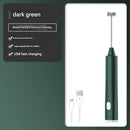 Green Cordless Drink Mixer & Frother Wand - USB Powered(Spring bubbler head)