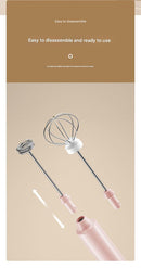 Pink Cordless Drink Mixer & Frother Wand - USB Powered(Spring bubbler head)
