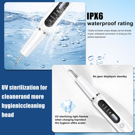 Black Professional Pet Dental Cleaning Kit - Ultrasonic Scaler, Tools & 3 Modes
