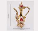 Vintage Palace Style Liquor Serving Set - Metal Pot, 6 Cups & Tray (Golden Red)