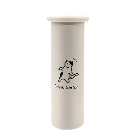 Mini Insulated Coffee Cup - 316 Stainless Steel, Portable & Stylish - White Kitten (300ml+cup brush)