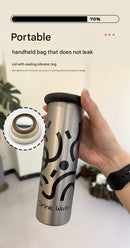 Mini Insulated Coffee Cup - 316 Stainless Steel, Portable & Stylish - Black Kitten (300ml+cup brush)