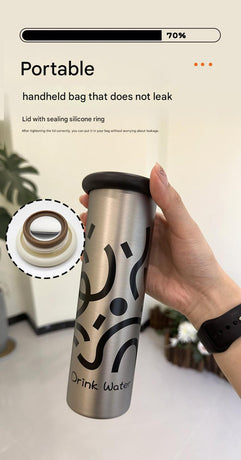 Mini Insulated Coffee Cup - 316 Stainless Steel, Portable & Stylish - Black Kitten (300ml+cup brush)