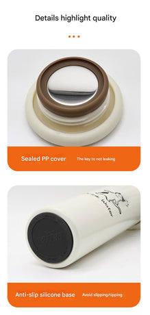 Mini Insulated Coffee Cup - 316 Stainless Steel, Portable & Stylish - Black Kitten (300ml+cup brush)
