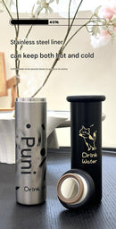 Mini Insulated Coffee Cup - 316 Stainless Steel, Portable & Stylish - Pink love (300ml+cup brush)